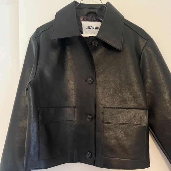 NWT JASON WU FAUX LEATHER FASHION JACKET BLACK M $228 - Picture 1 of 7